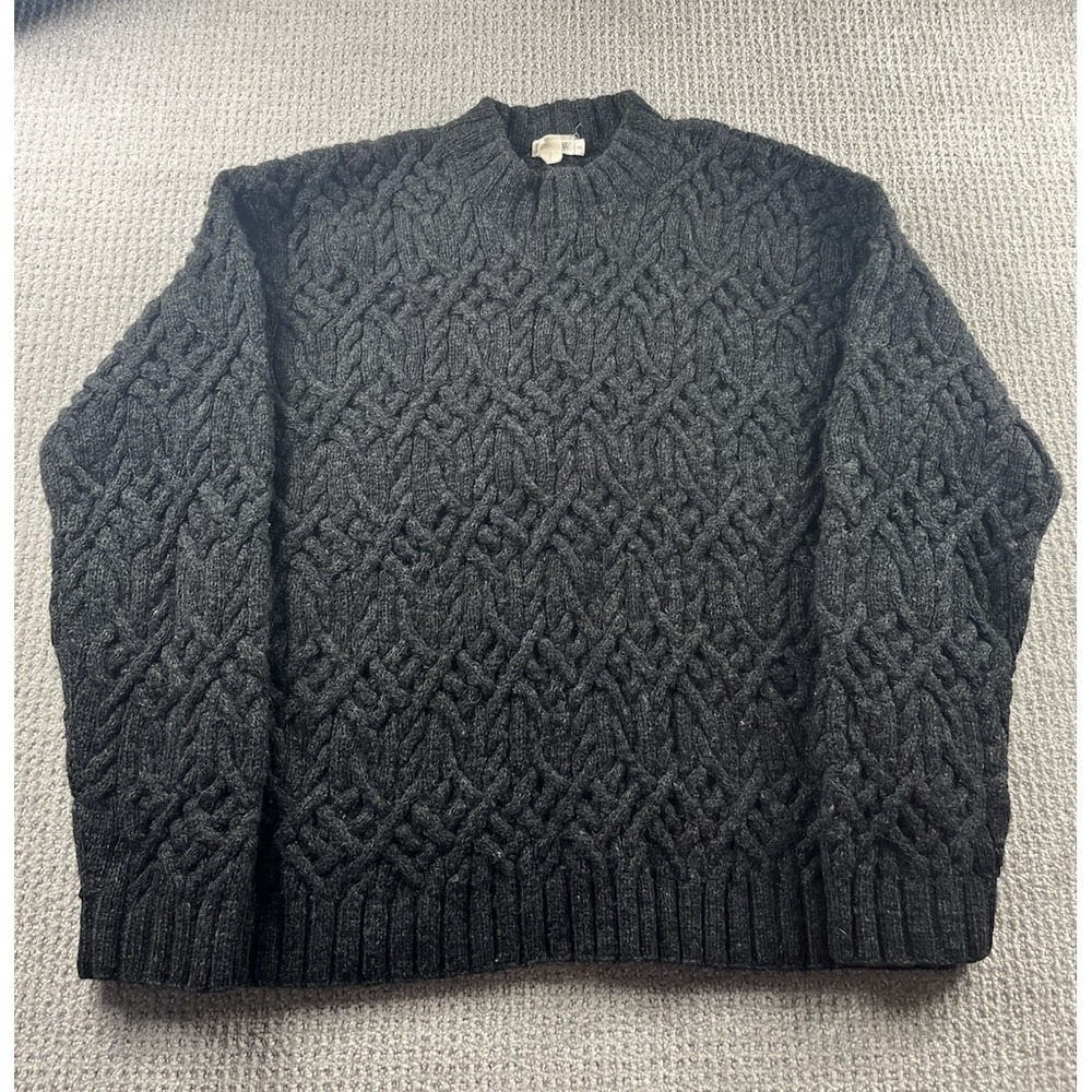 Vintage J Crew Sweater Men Large Wool Oarsman Fisherman Chunky Knit Heritage